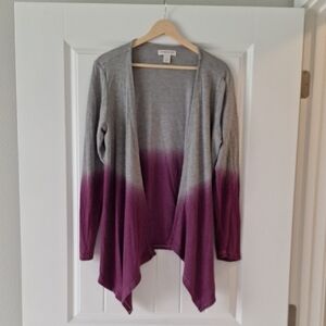 Women's Two Tone Gray and Purple Open Cardigan Size L